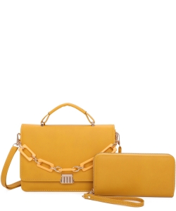 Fashion Chain Flap 2in1 Satchel LF365S2 YELLOW /